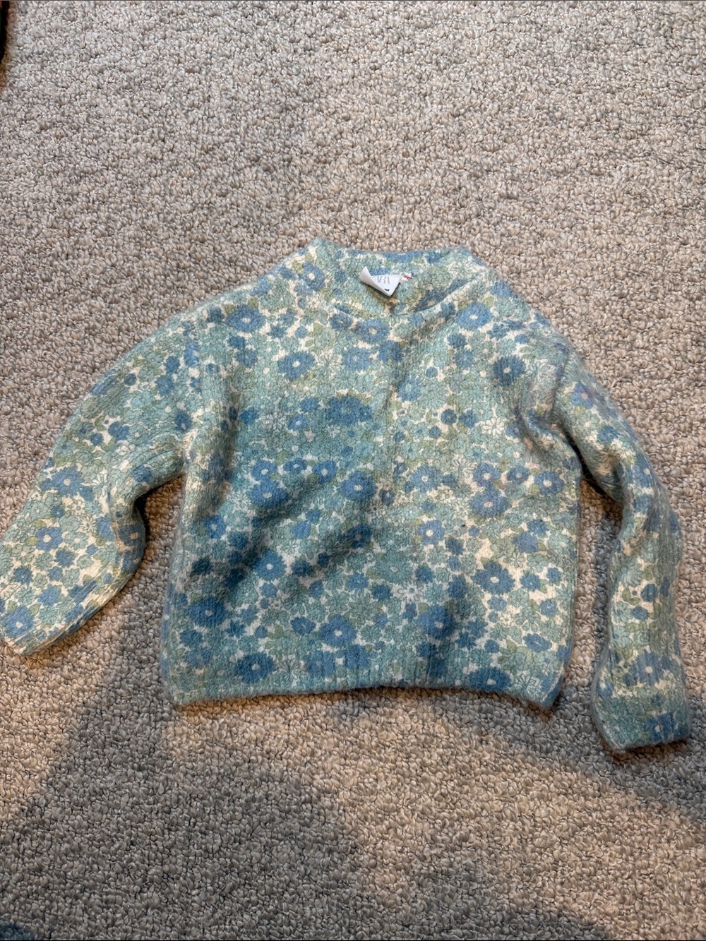 Zara Floral Crewneck Sweater - Blue, Green, Cream